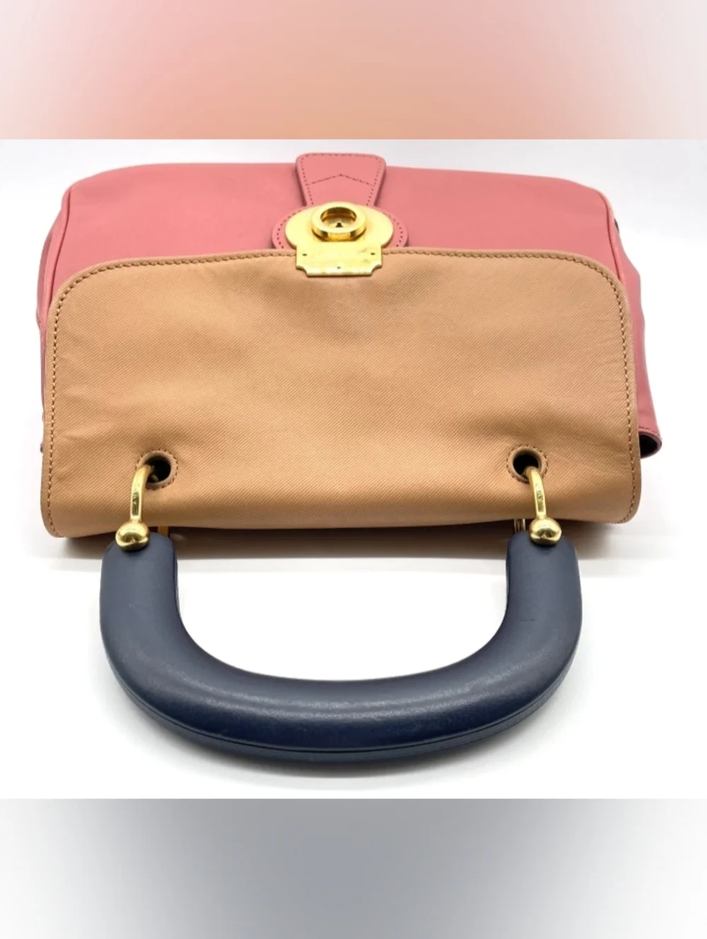 SALE! Burberry DK88 Tri Color Leather Medium 2 Way Top Handle Bag - Picture 7 of 16